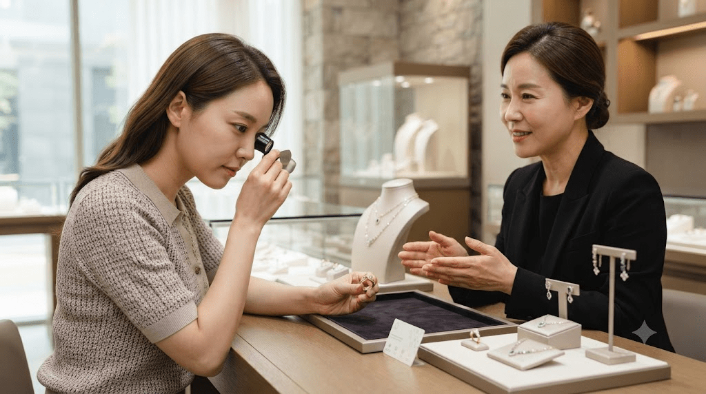 화장품 매장에서 제품 향을 확인하는 여성