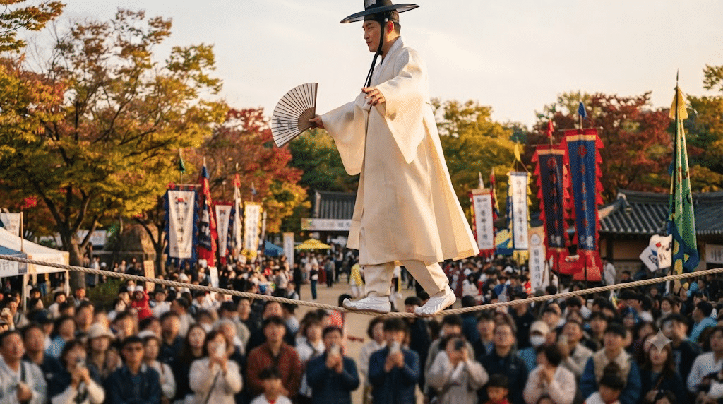 안성 바우덕이축제 2026 총정리: 10월 2~5일 무료, 줄타기·야간 시그니처쇼 보는 법