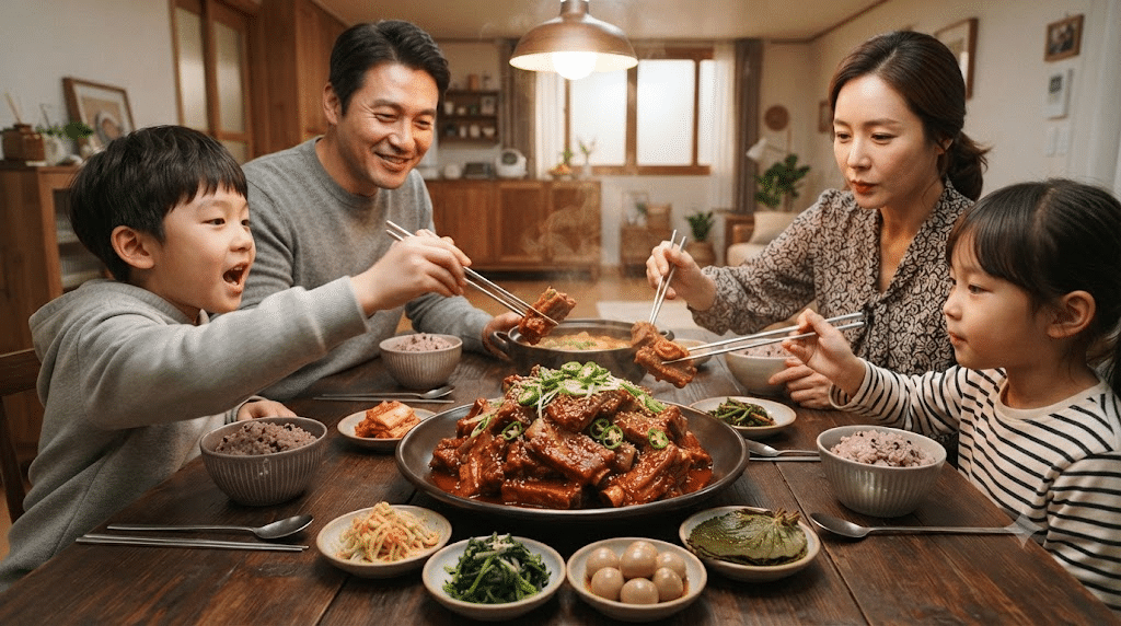청양고추를 올려 완성한 매운돼지갈비찜