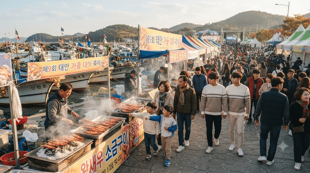 2026 대하축제가 열리는 서해안 항구 풍경