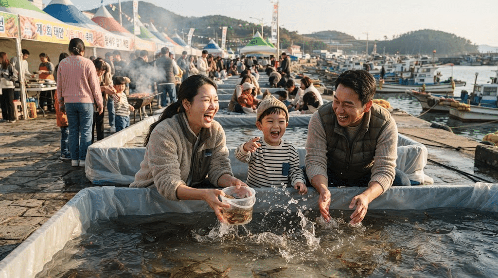 남당항 대하축제 주말 대하 맨손잡기 체험